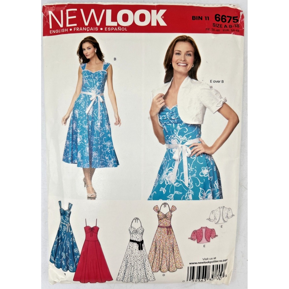 Simplicity Pattern 6675 New Look Sleeveless Dress Sun Dress Uncut '07 Size 8-18